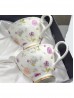 Porcelain Purple Asters 2 Cups & 2 Saucers With Gift Box